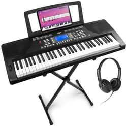 Max Rhapsody61P - Clavier Électronique 61 Touches Semi Lourdes avec Casque Audio et Stand Inclus Haut-Parleurs Stéréo -