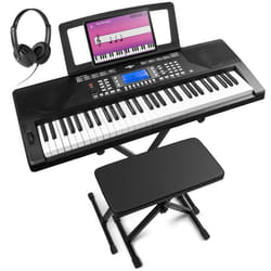 Max Rhapsody61P - Clavier Électronique 61 Touches Semi Lourdes Pack complet Haut-Parleurs Stéréo - Clavier MIDI