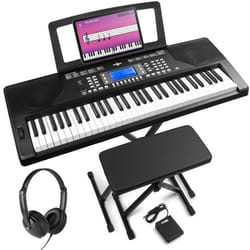 Max Rhapsody61P - Clavier Électronique 61 Touches Semi Lourdes avec Casque Audio Stand Banc et Pédale de Sustain Inclus