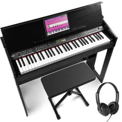 Max RhapdosyDP61 - Clavier Électronique 61 Touches Semi Lourdes avec Meuble en Bois Casque audio et Banc inclus - Clavier MIDI
