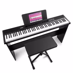 Max RhapsodyDP88W – Piano Électronique 88 Touches pour Musicien Confirmé avec Meuble en Bois Pédale de Sustain Banc Inclus