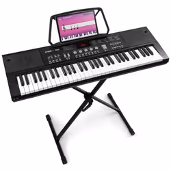 Max KB15 - Clavier Électronique 61 Touches pour Enfant avec Micro & Batterie Longue Durée Stand Inclus