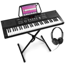 Max KB15 - Clavier Électronique 61 Touches pour Enfant avec Micro & Batterie Longue Durée Casque Audio et Stand Inclus