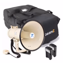 Vonyx MEG120 Pack Mégaphone Puissant 120W - avec 2x Batteries Rechargeables Vonyx MRB12 et Sac de Transport Portée 16 km