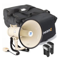 Vonyx MEG120 Pack Mégaphone Puissant 120W - avec 2x Batteries Rechargeables Vonyx MRB12 et Sac de Transport Portée 16 km
