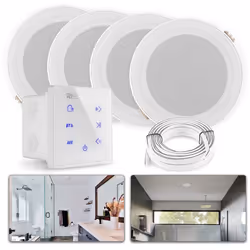 Power Dynamics Powerline A100W Pack Amplificateur Mural avec 4 Enceintes de Salle de Bain - 160 Watts