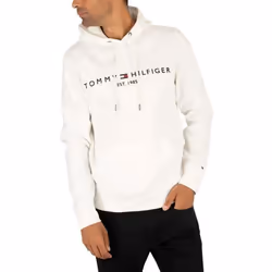 Sweat à capuche - TOMMY HILFIGER - Blanc - Logo brodé - Manches longues - Cordon de capuche