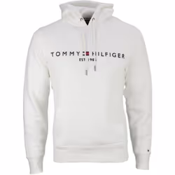 Sweat à capuche - TOMMY HILFIGER - Logo Hoody - 100% coton - Blanc - Regular fit