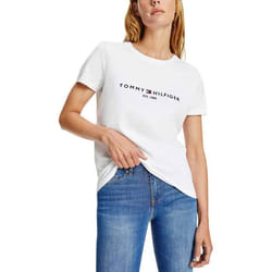 Tee shirt - TOMMY HILFIGER - HERITAGE - Manches courtes - 100% Coton bio - Blanc