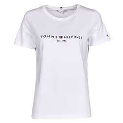 Tee Shirt - TOMMY HILFIGER - HERITAGE - Manches Courtes - 100% Coton Bio - Blanc