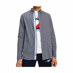 Chemise à Carreaux Manches Longues Marine Homme Tommy Hilfiger