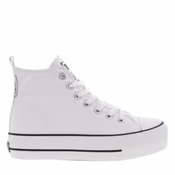 Baskets montantes - BK - Femme - Lacets plats - Blanc