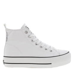 Baskets montantes - BK - Femme - Lacets plats - Blanc