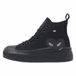 Baskets Femme - BK - Noir - Textile - Lacets - Plat