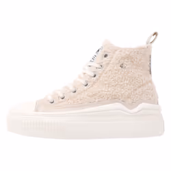 Baskets montantes talon compensé BK beige - Femme - Textile - Lacets