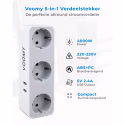 Voomy Split X3 adaptateur prise d'alimentation Type F Blanc