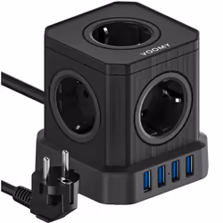 Voomy Power Cube S5, 2 m, Intérieure, Acrylonitrile-Butadiène-Styrène (ABS), Polycarbonate (PC), Noir, CE, 5 sortie(s) CA