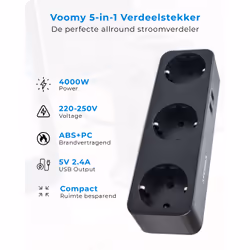 Voomy Split X3 adaptateur prise d'alimentation Type F Noir