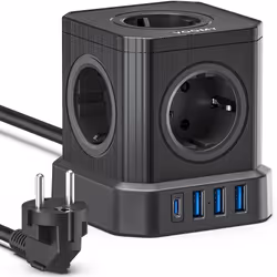Voomy Power Cube S6, 2 m, Intérieure, Acrylonitrile-Butadiène-Styrène (ABS), Polycarbonate (PC), Noir, CE, 5 sortie(s) CA