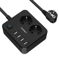 Voomy Power S2 multiprise 2 m 2 sortie(s) CA Intérieure Noir