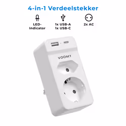 Voomy Split X2-c adaptateur prise d'alimentation Type E/F (hybride) Type F Blanc