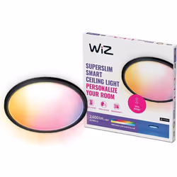 WiZ Plafonnier Superslim 22 W, Éclairage de plafond intelligent, Noir, LED, Ampoule(s) non remplaçable(s), 2200 K, 6500 K