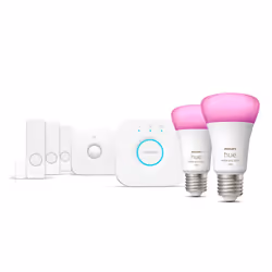 Philips Kit de démarrage Secure avec capteurs de contact, Kit d'éclairage intelligent, Bluetooth/Zigbee, Blanc, LED, E27, Var ...