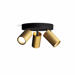 Philips Spot plafond/mur Idris x3, Spot lumineux sur rail, GU10, 3 ampoule(s), 220-240 V, Noir, Laiton