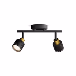 Philips Spot plafond/mur Niall x2, Spot lumineux sur rail, GU10, 2 ampoule(s), 220-240 V, Noir, Laiton