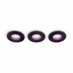 Philips Hue White and Color ambiance Pack de 3 spots à encastrer Xamento, Spot d'éclairage intelligent, Bluetooth, Noir, Synt ...