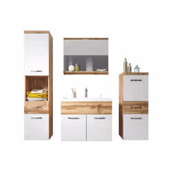 Meuble de salle de bain Alba 60cm Wotan Blanc brillant - Armoire de rangement Meuble lavabo evier Meubles
