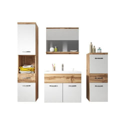 Meuble de salle de bain Alba 60cm Wotan Blanc brillant - Armoire de rangement Meuble lavabo evier Meubles