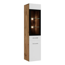 Armoire de rangement Rio - Meuble de rangement haut placard colonne - Chene avec blanc brillant