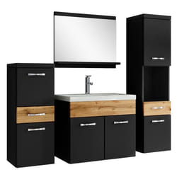Meuble de salle de bain suspendu Alba 60 cm - Chene noir mat - ALBA - Contemporain