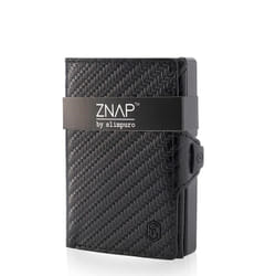 Slimpuro ZNAP Slim Wallet Portefeuille Noir Aluminium, Cuir véritable