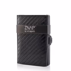 Slimpuro ZNAP Slim Wallet, Portefeuille, Noir, Aluminium, Cuir véritable, Monochromatique, Poche, 8 pièce(s)