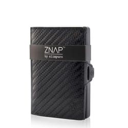 Slimpuro ZNAP Slim Wallet Portefeuille Noir Aluminium, Cuir véritable
