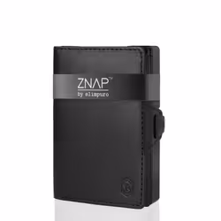 Slimpuro ZNAP Slim Wallet, Portefeuille, Noir, Aluminium, Cuir véritable, Monochromatique, Poche, 12 pièce(s)