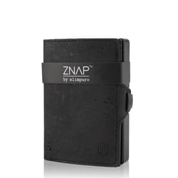 Slimpuro ZNAP Slim Wallet Portefeuille Noir Aluminium, Cuir véritable