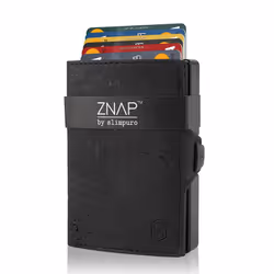 Slimpuro ZNAP Slim Wallet Portefeuille Noir Aluminium, Cuir véritable