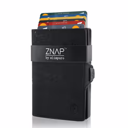 Slimpuro ZNAP Slim Wallet Portefeuille Noir Aluminium, Cuir véritable