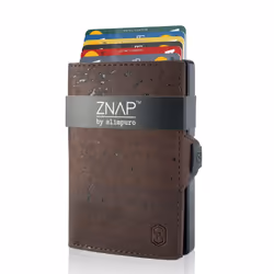 Slimpuro ZNAP AFY13194 portefeuille, étui pour cartes, support de documents de voyage Marron Aluminium, Cuir véritable