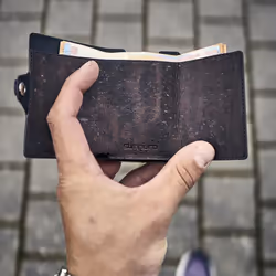 Slimpuro ZNAP AFY13194 portefeuille, étui pour cartes, support de documents de voyage Marron Aluminium, Cuir véritable