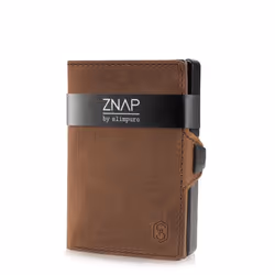 Slimpuro ZNAP Slim Wallet, Portefeuille, Marron, Aluminium, Cuir véritable, Image, Poche, 12 pièce(s)
