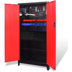 Armoire de porte avec tiroirs 90x40x180 cm rouge et noir professionnel