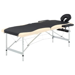 vidaXL Table de massage 2 zones - Noir et beige