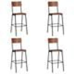 vidaXL Chaises de bar lot de 4 contreplaqué solide et acier - TU