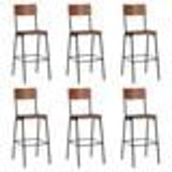 vidaXL Chaises de bar lot de 6 contreplaqué solide et acier - TU