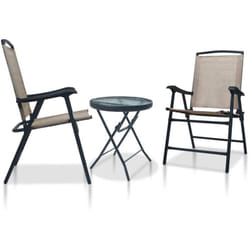 Vidaxl - Ensemble de bistro 3 pcs Taupe Acier