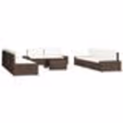 vidaXL Salon de jardin 10 pcs Résine tressée Marron - TU